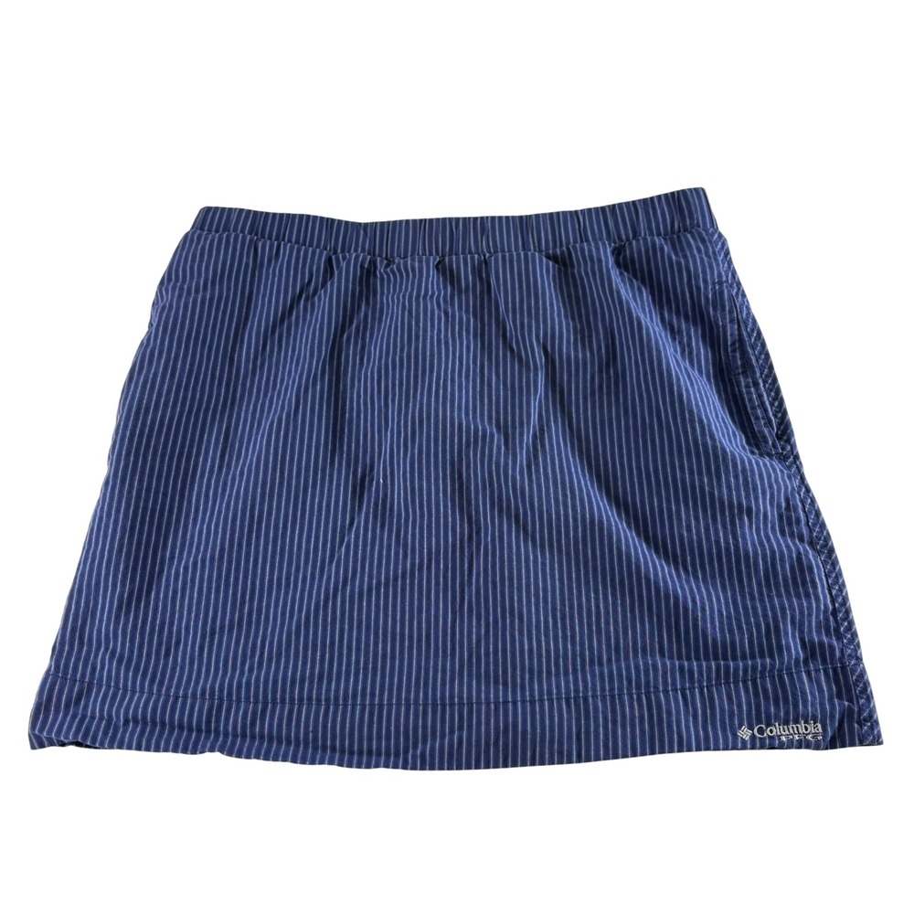 Columbia PFG Womens Navy Blue Pinstripe Elastic Waist Mini Skirt FL5025 Size M